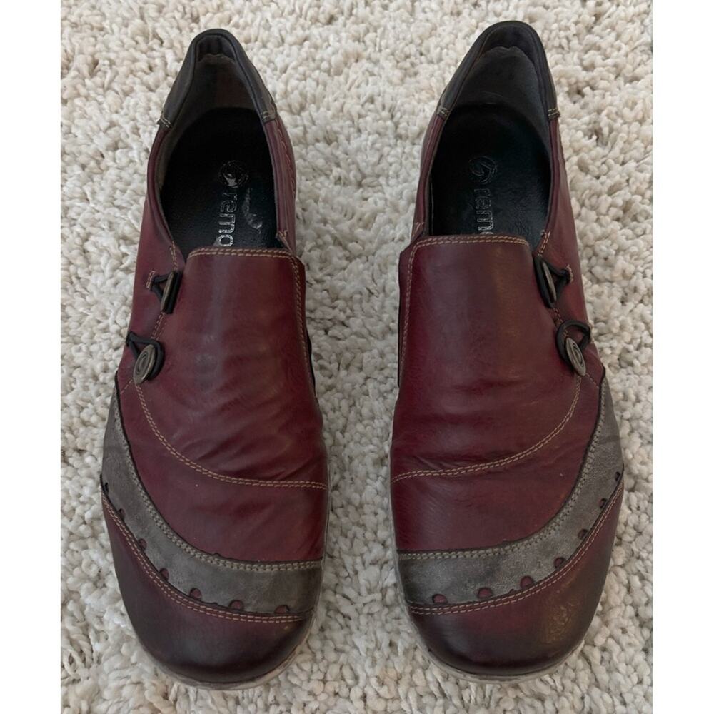 Remonte Comfort Reiker Burgundy Leather Slip On Shoes Size 39